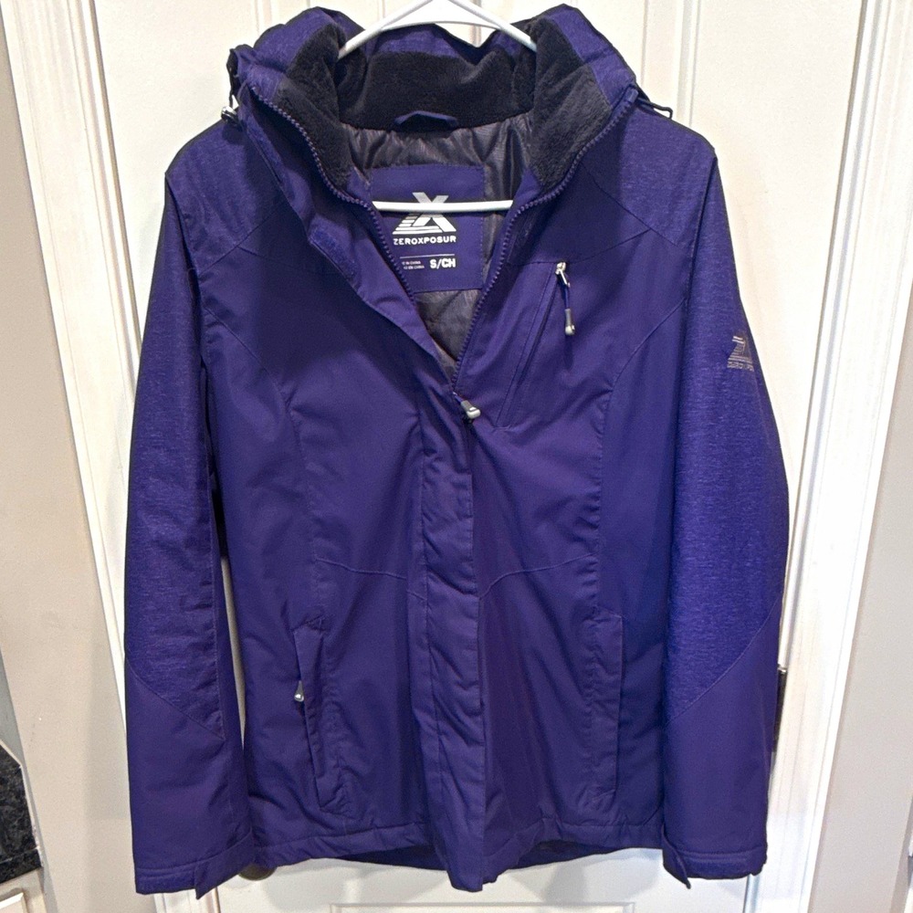 ZeroXposur Women's Purple Hooded Insulated Full Zip Jacket Size S